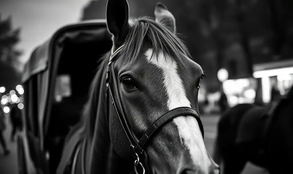 Wide angle picture of a horse