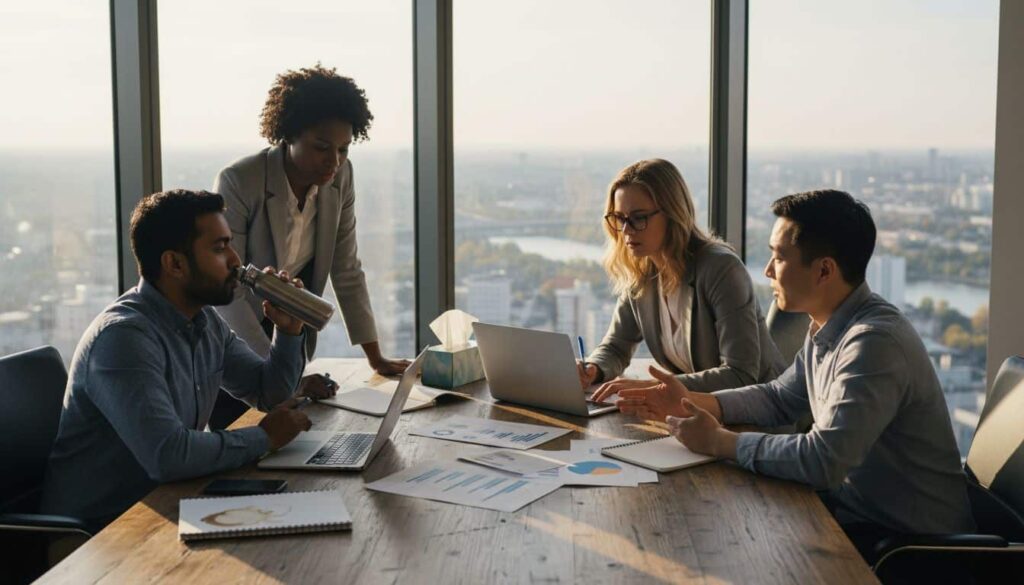 Team meeting on employee retention strategy