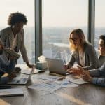 Team meeting on employee retention strategy