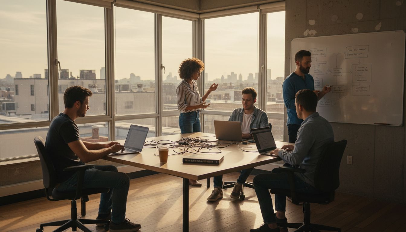 Tech team training session in office