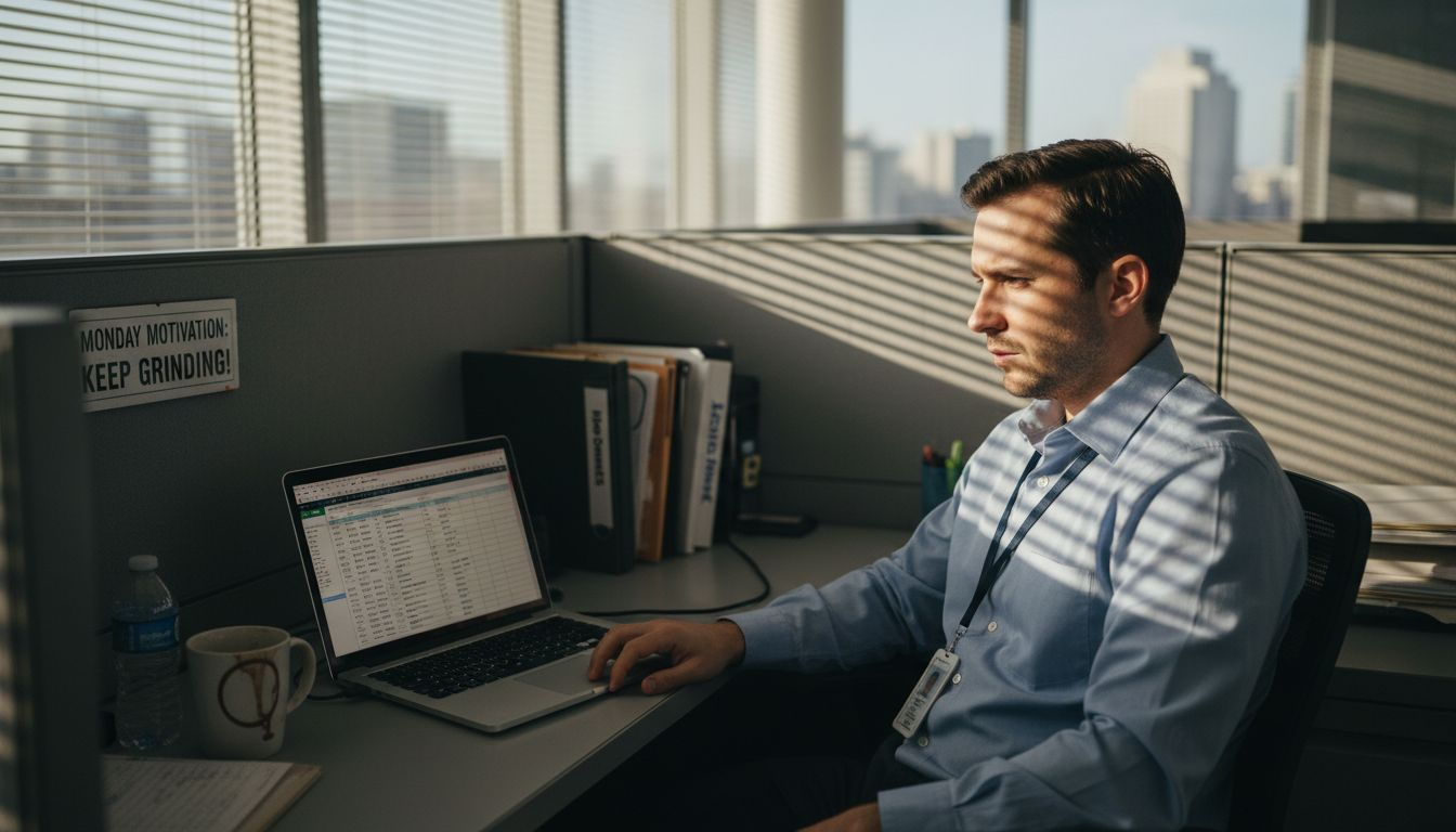 Office worker showing subtle disengagement signs