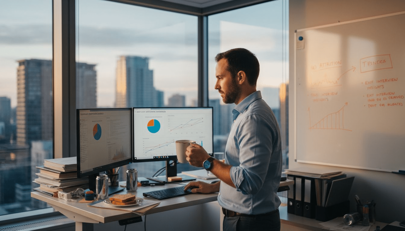 HR analyst viewing employee retention dashboard