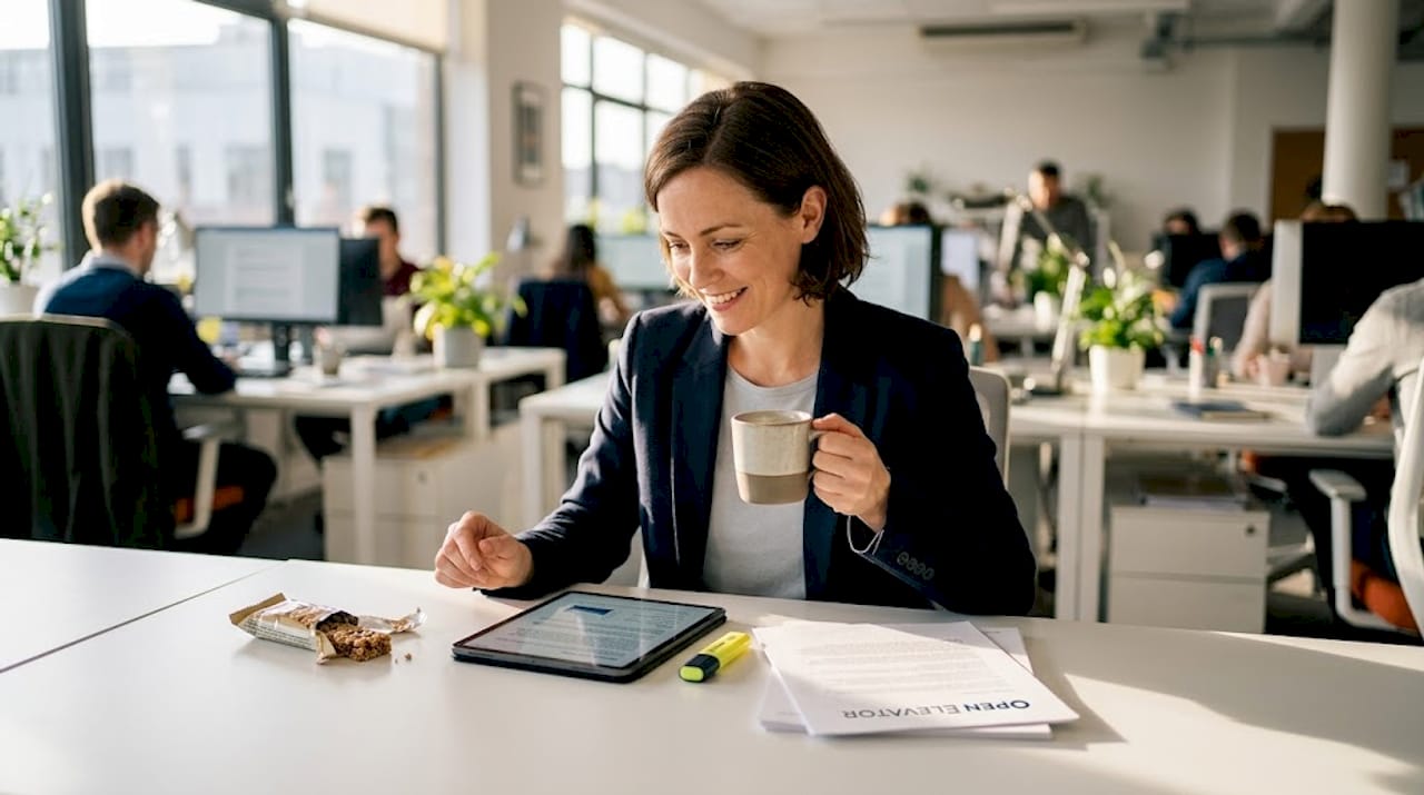 HR manager reading report in open office