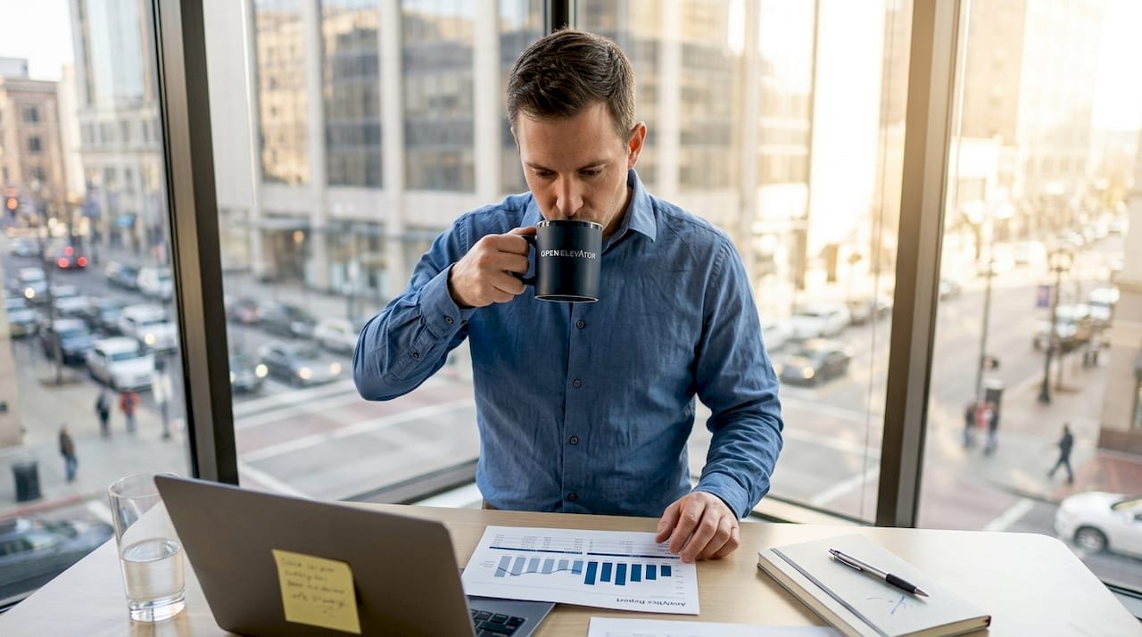 Leader reviewing team report in office