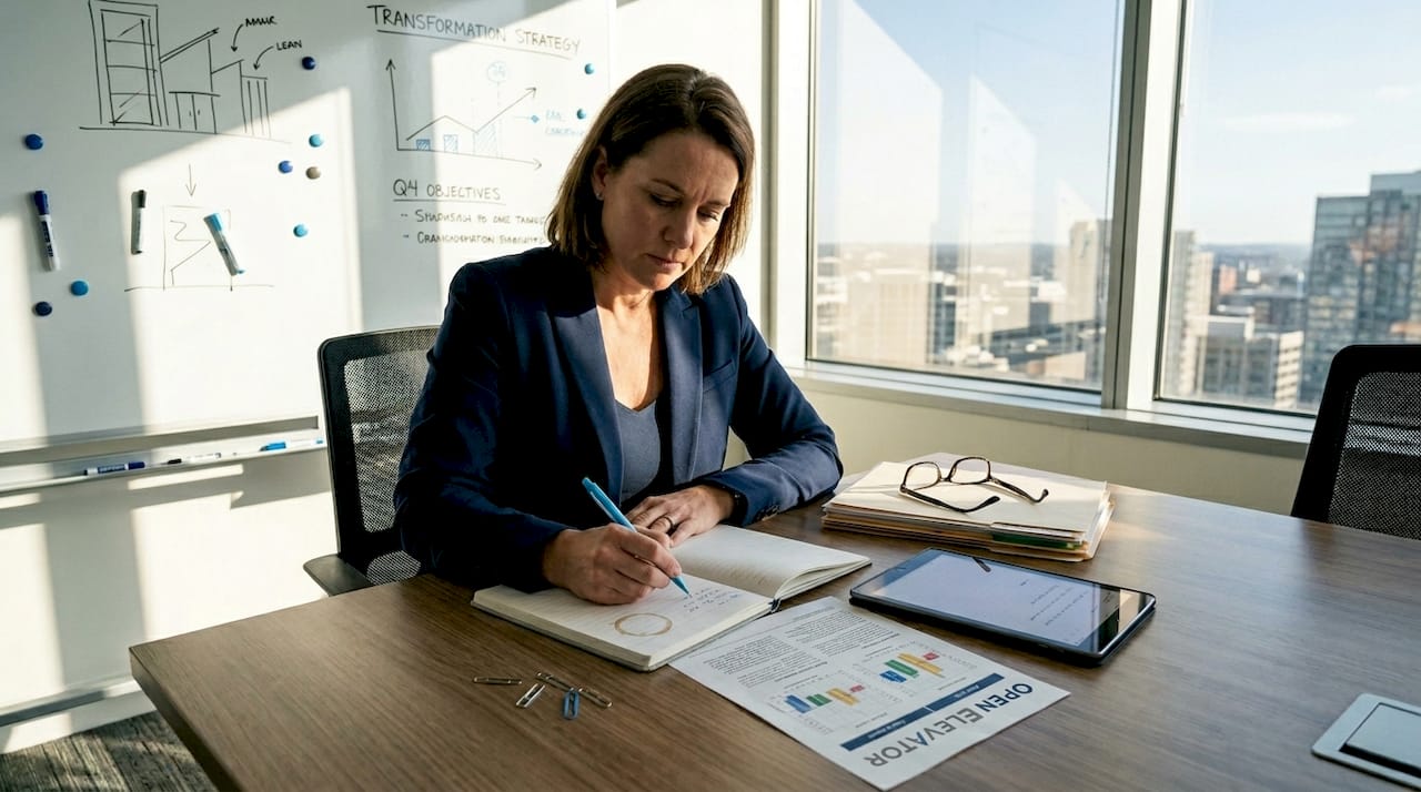 Manager reviewing DISC profile in office