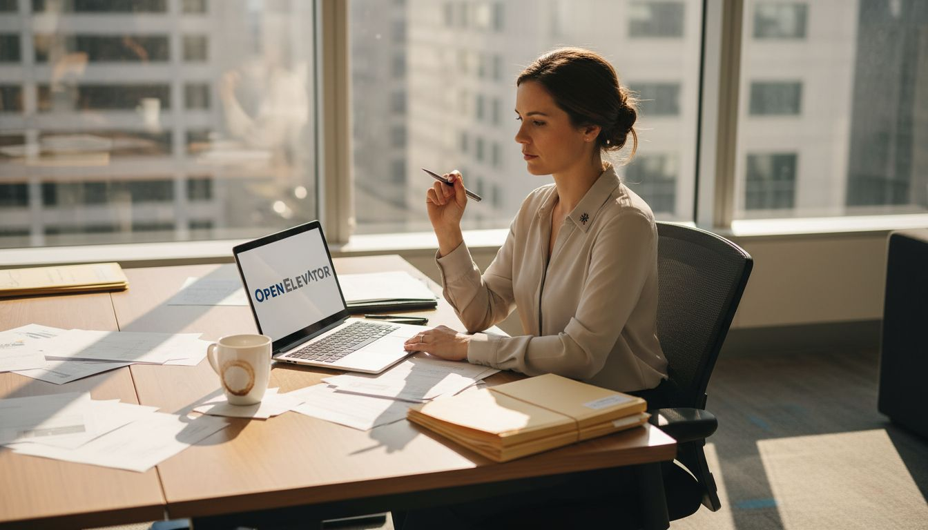Disengaged employee in cluttered corner office