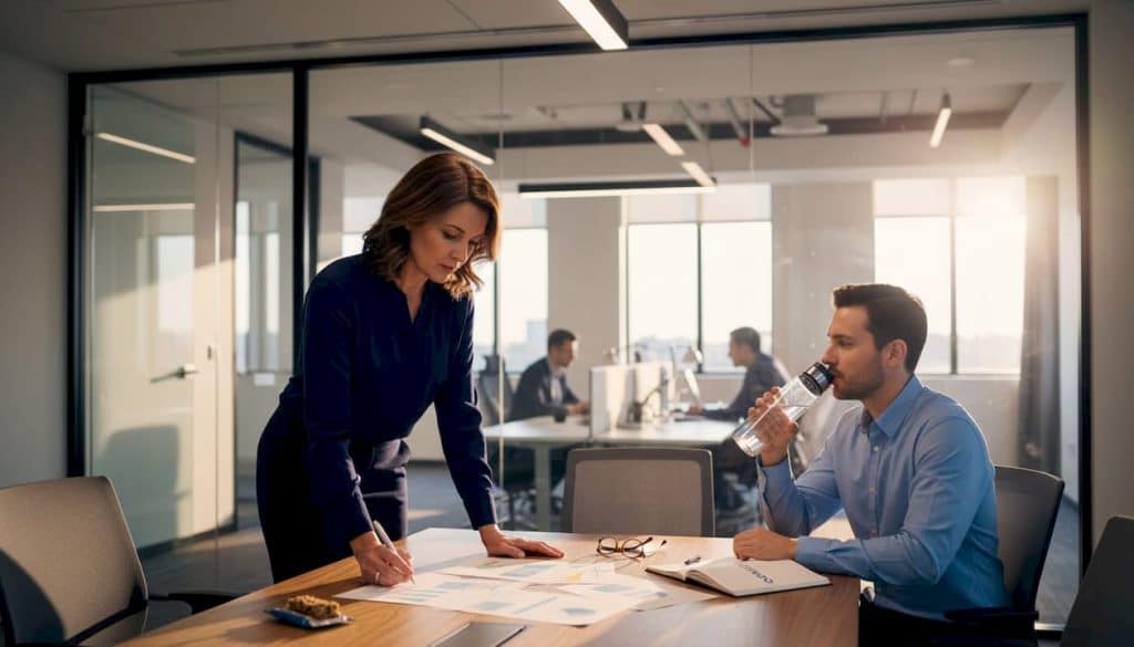 HR leader reviews feedback reports with colleague