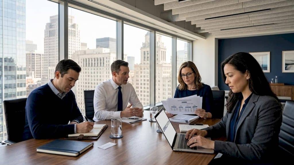 Team preparing growth strategy together