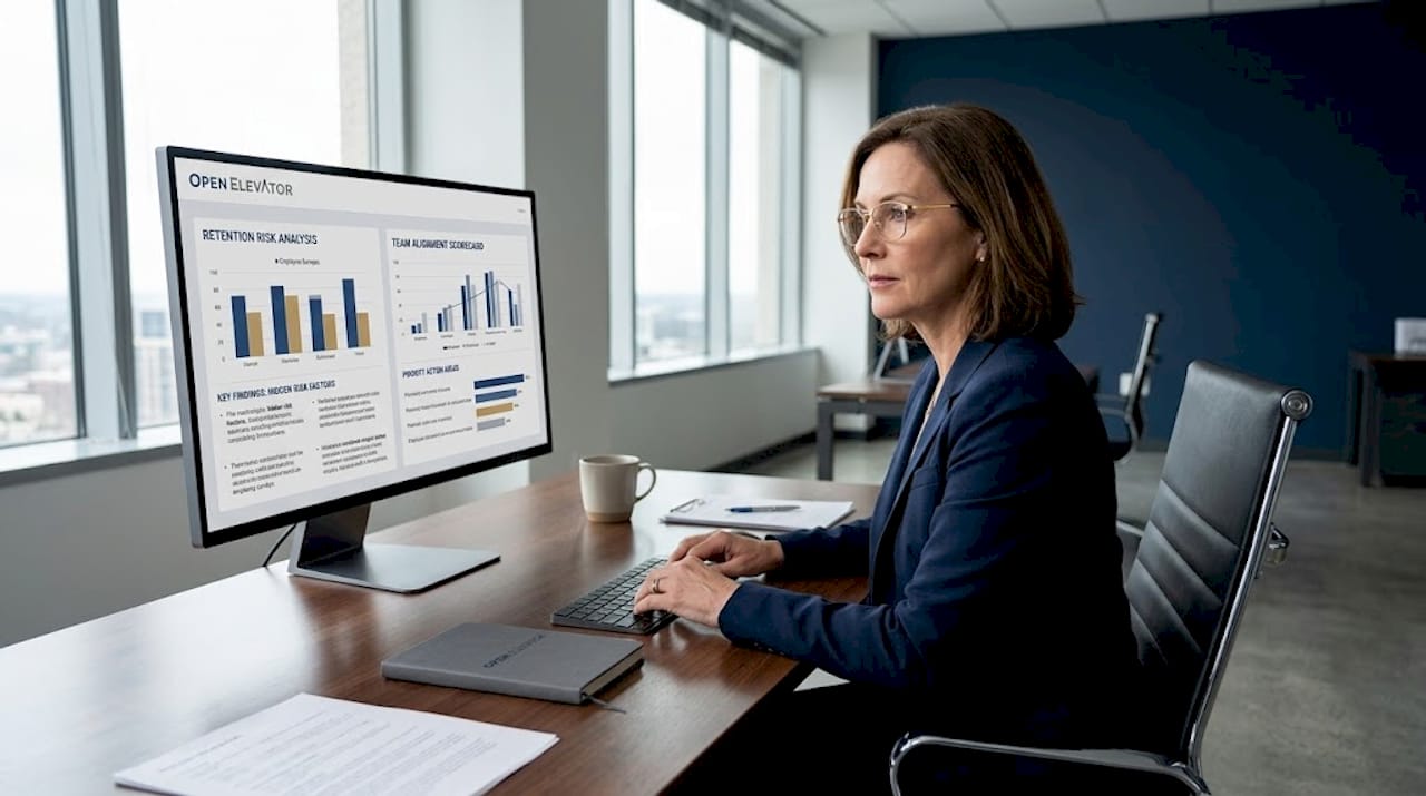 Business leader reviewing team retention data