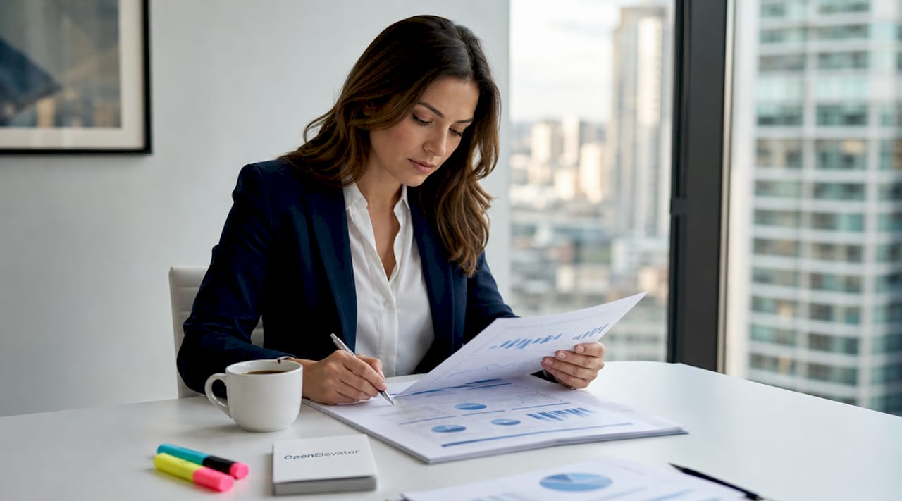 Manager reviewing employee turnover reports at desk