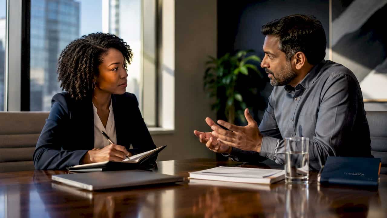 Manager and employee engaged in stay interview