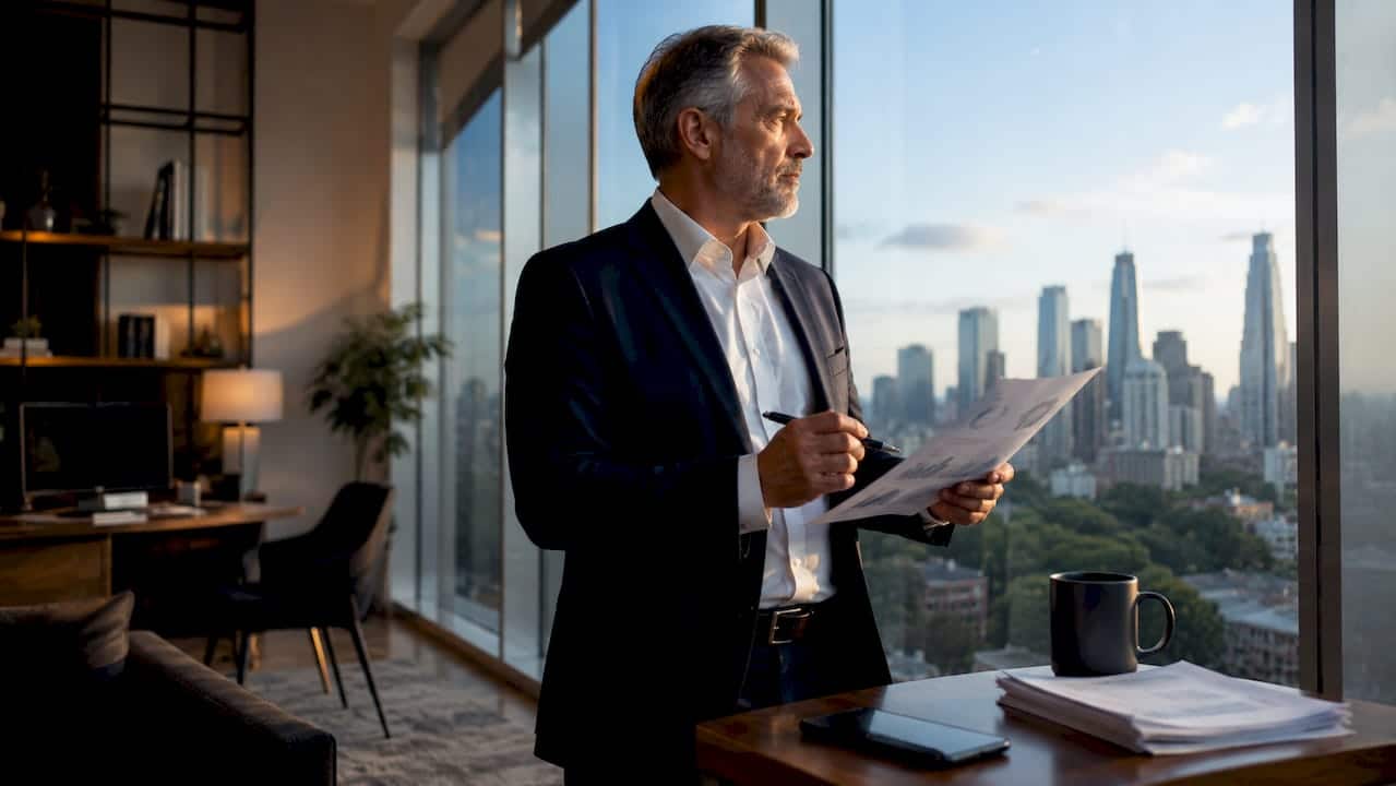 Executive reviewing employee turnover report