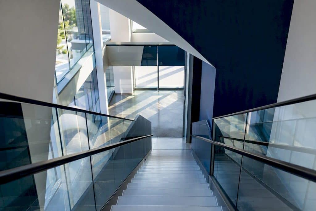Abstract office architecture with stairway and shadows