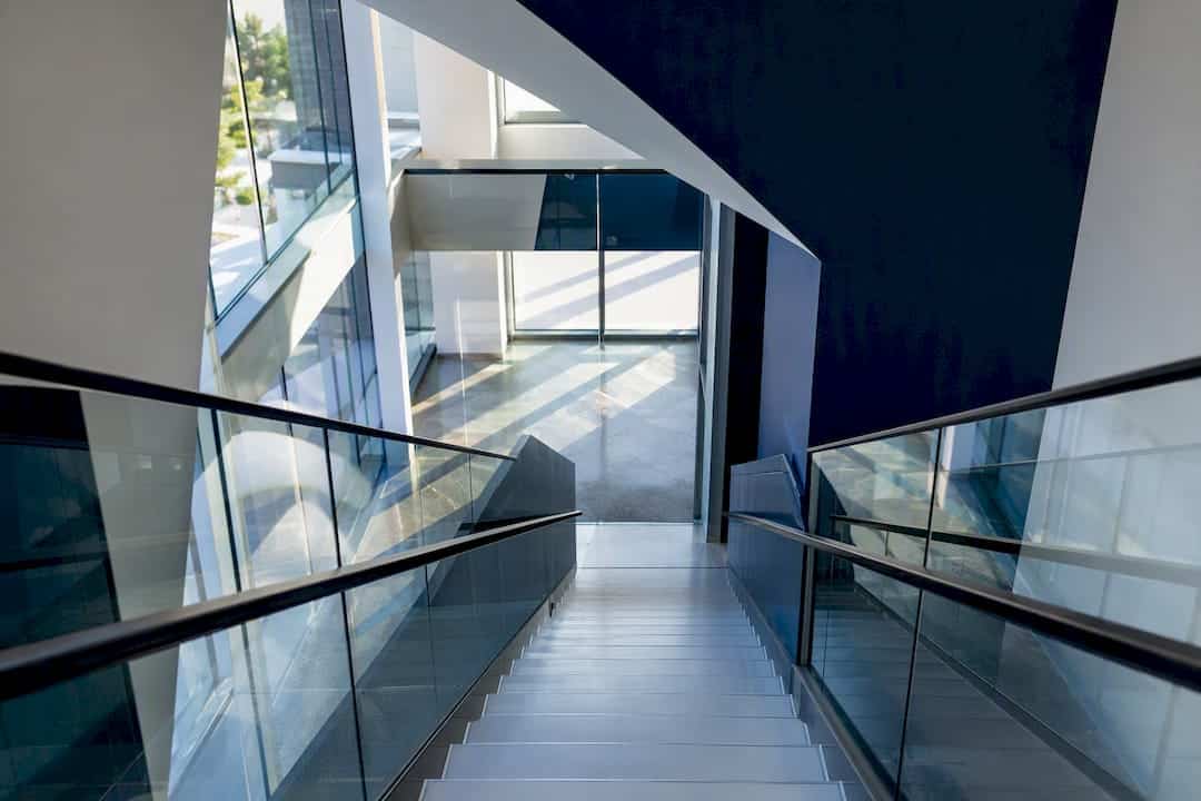 Abstract office architecture with stairway and shadows