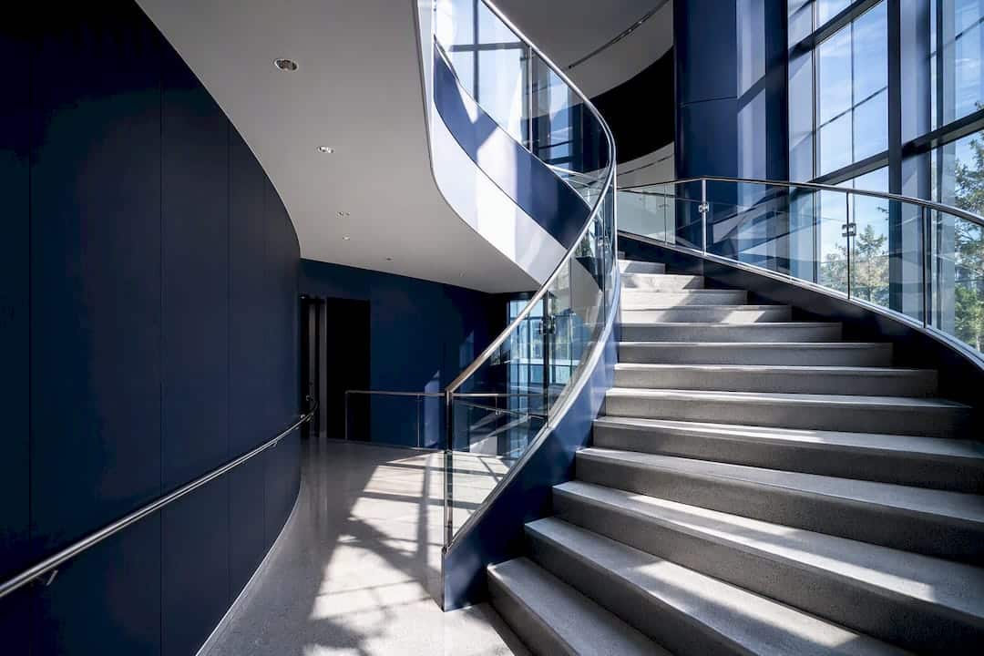 Corporate stairwell with light and shadows