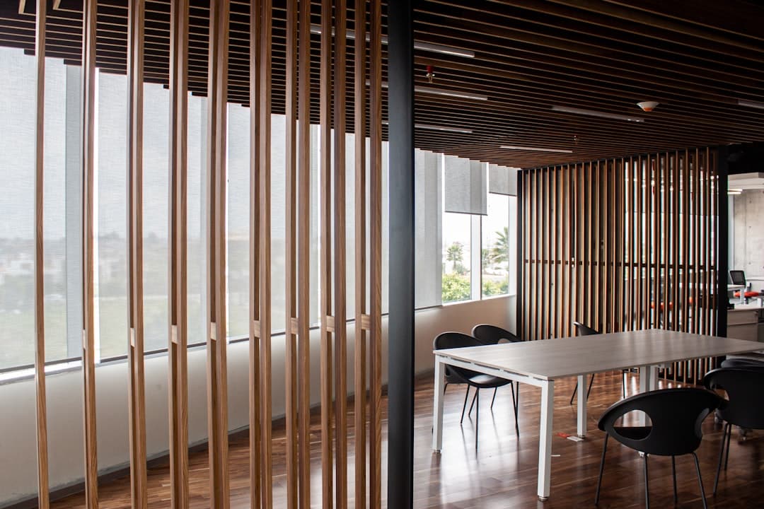 Modern office interior with geometric shadows