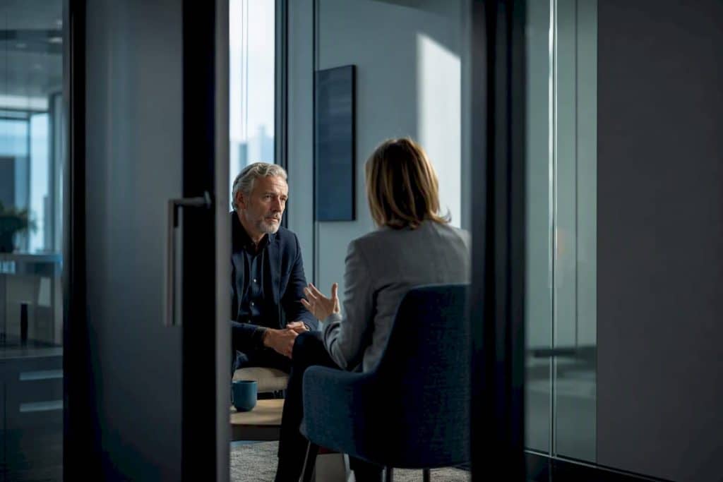 Leader listening during private one-on-one